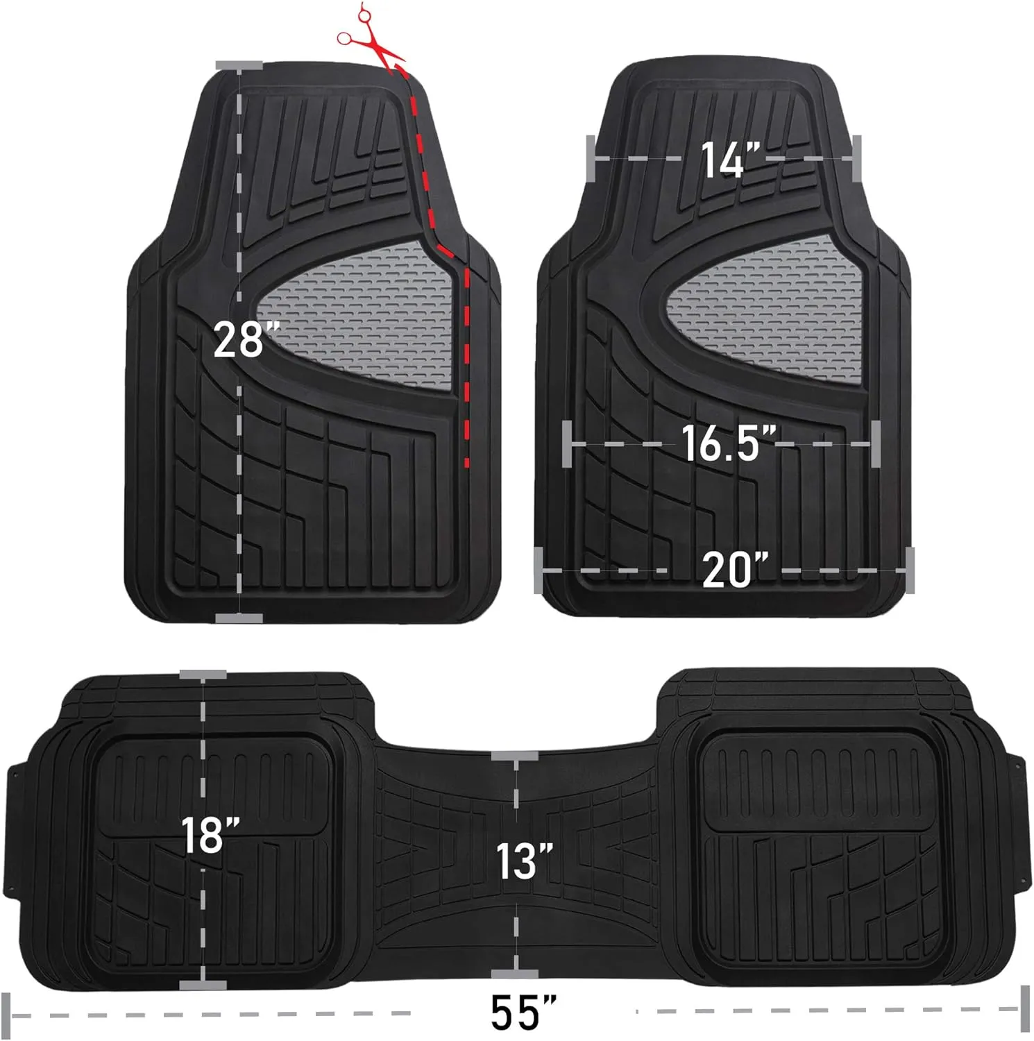 FH Group Car Floor Mats - Heavy-Duty Rubber Floor Mats for Cars, Universal Fit Full Set, Trimmable Automotive Floor Mats, Climaproof Floor Mats for Most Sedan, SUV, Truck Floor Mats Beige