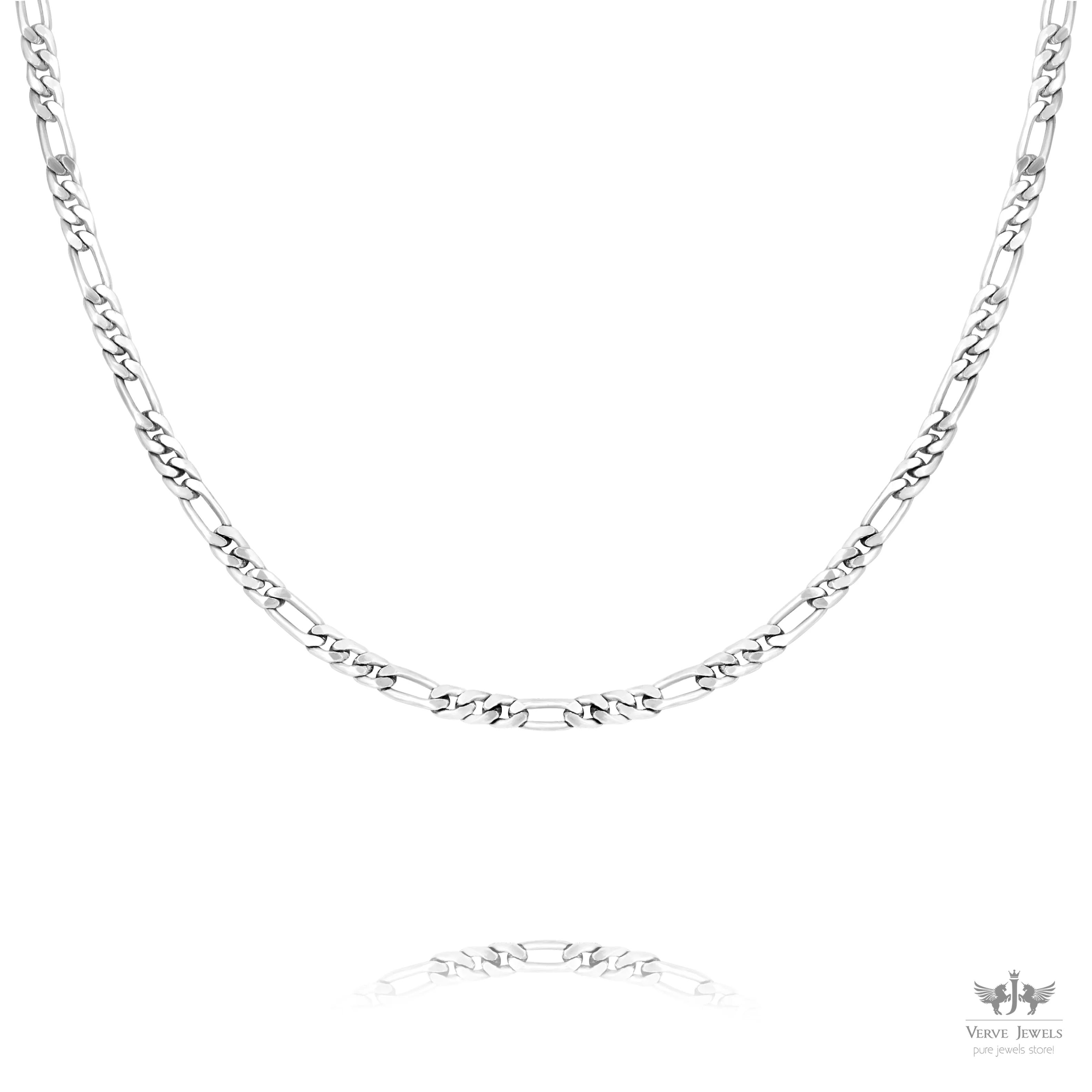 Figaro Chain Necklace 925 Sterling Silver 4.5mm - Unisex
