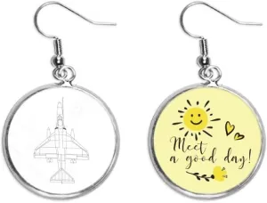 Fighter Aviation Line Art Deco Gift Fashion Ear Drop Sun Flower Earring Jewelry Fashion