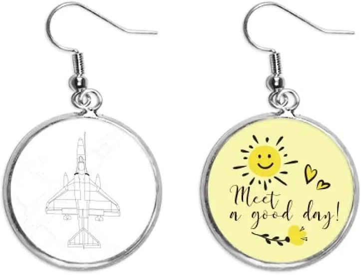 Fighter Aviation Line Art Deco Gift Fashion Ear Drop Sun Flower Earring Jewelry Fashion