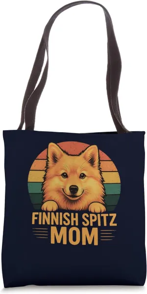 Finnish Spitz Dog Mom Retro Sunset Fur Mama Vibes Tote Bag