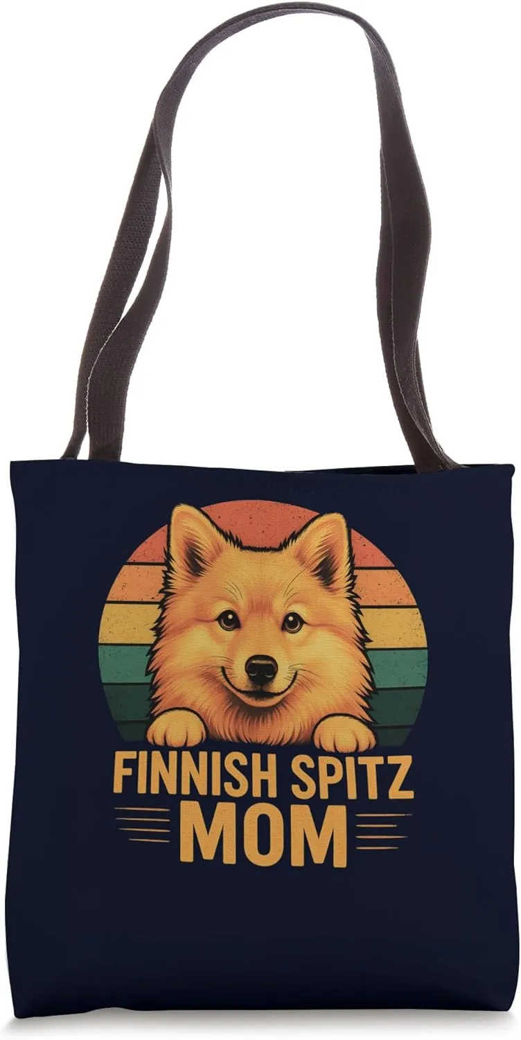 Finnish Spitz Dog Mom Retro Sunset Fur Mama Vibes Tote Bag