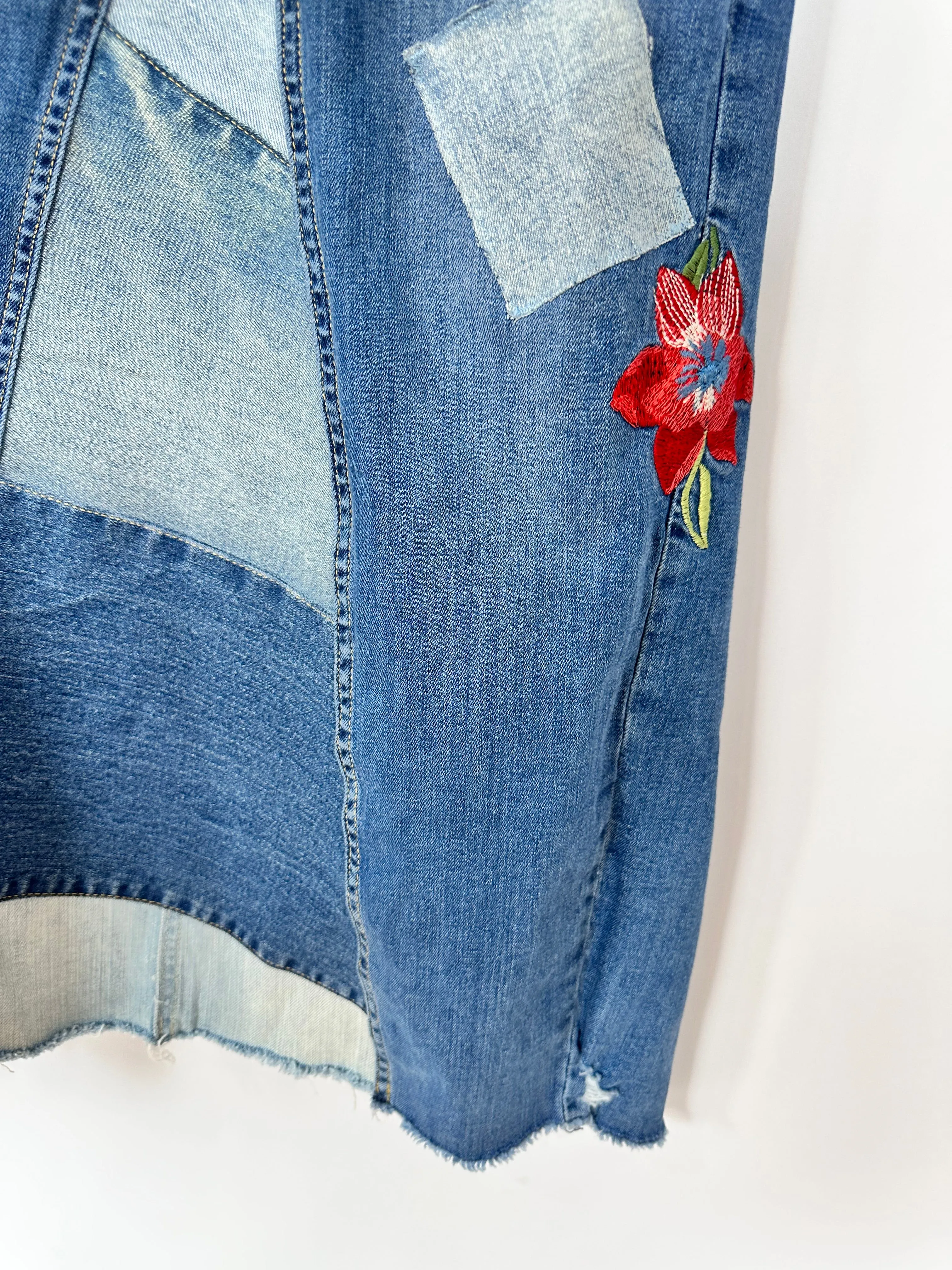 floral embroidered patched denim maxi skirt, [2/26]