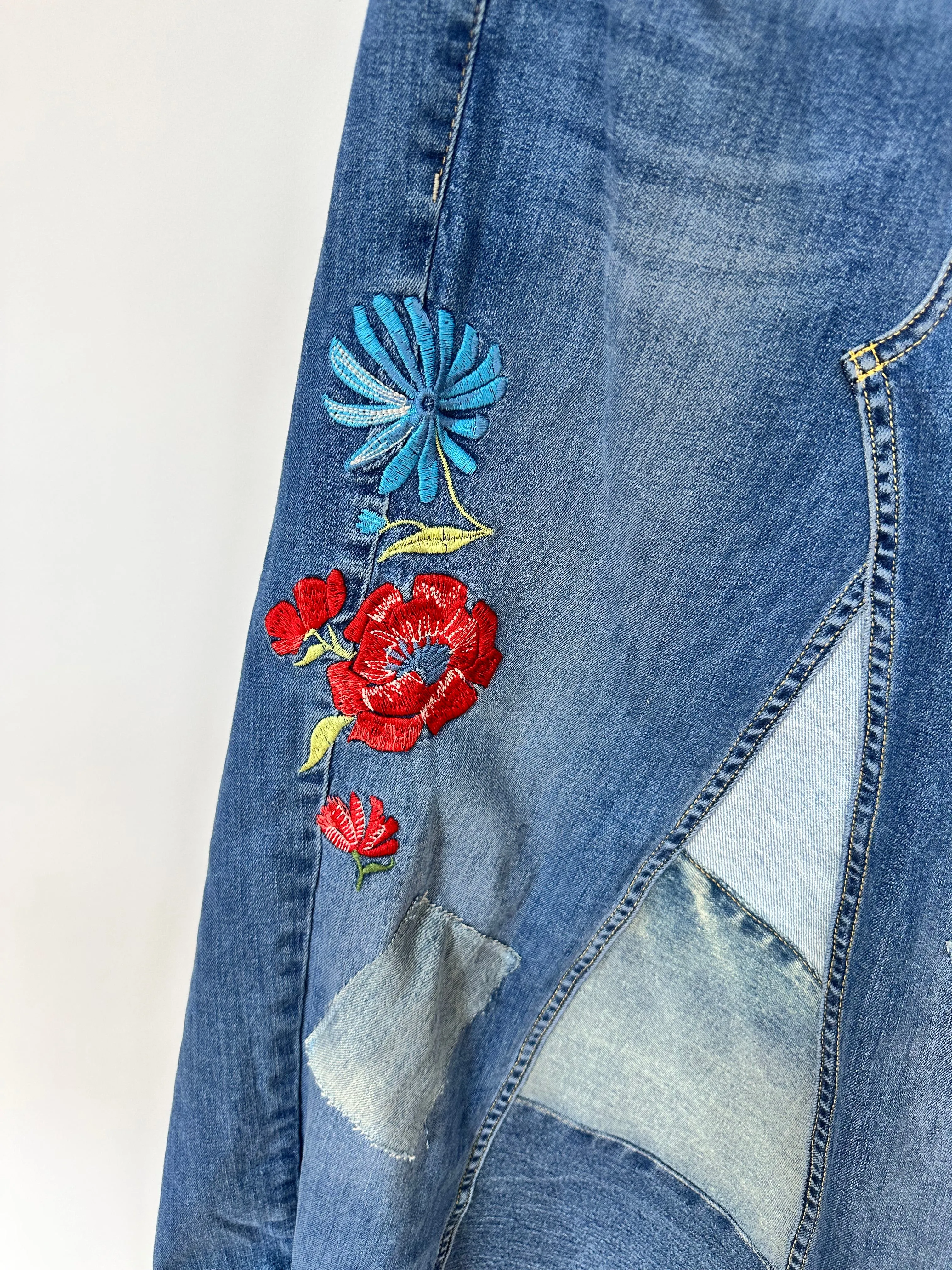 floral embroidered patched denim maxi skirt, [2/26]