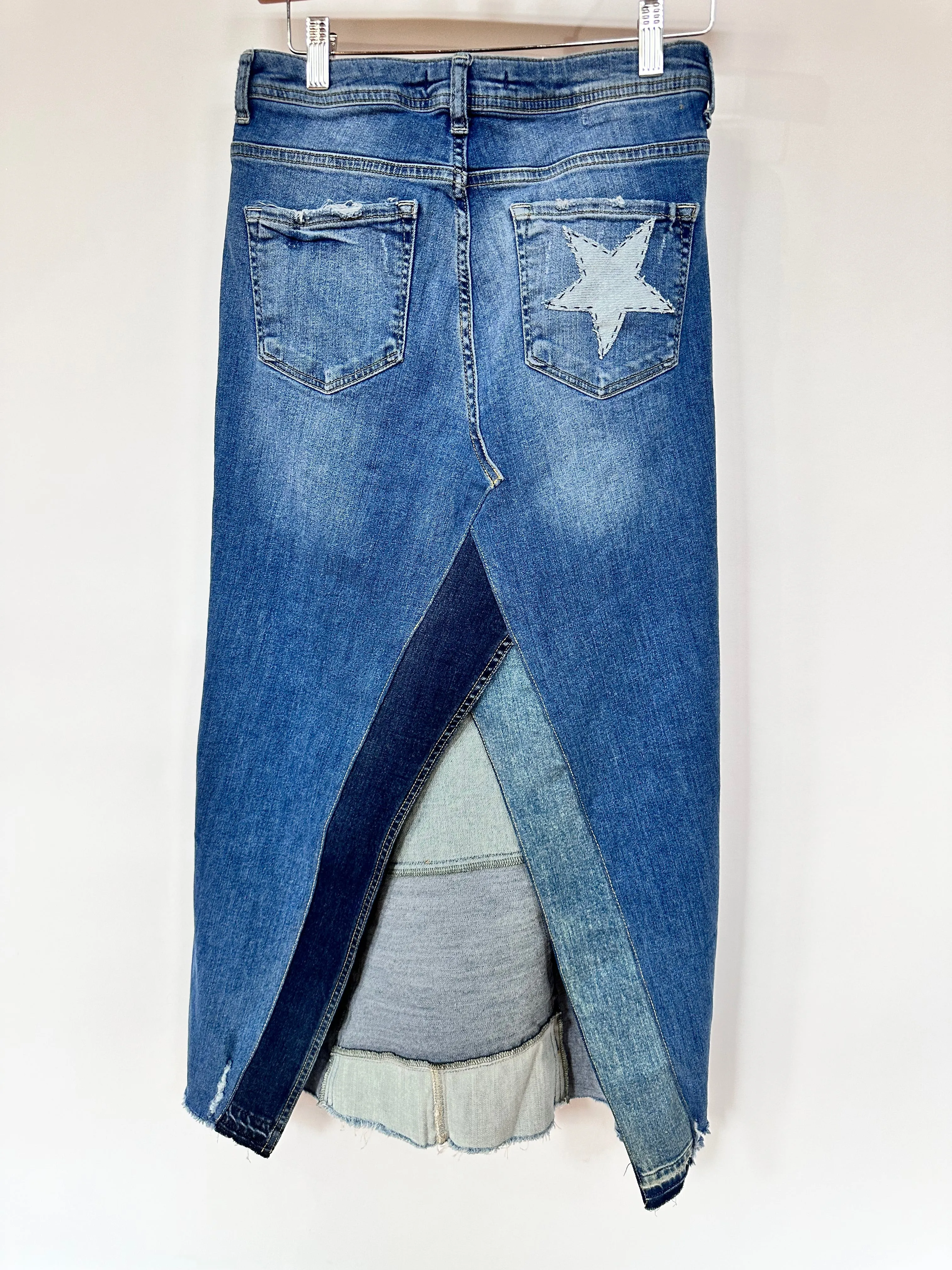 floral embroidered patched denim maxi skirt, [2/26]