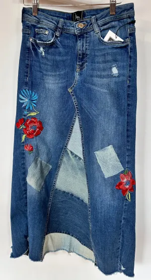 floral embroidered patched denim maxi skirt, [2/26]