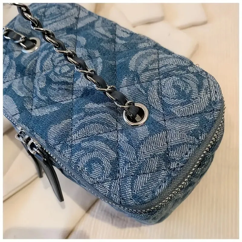 FLOWER DENIM BOX BAG