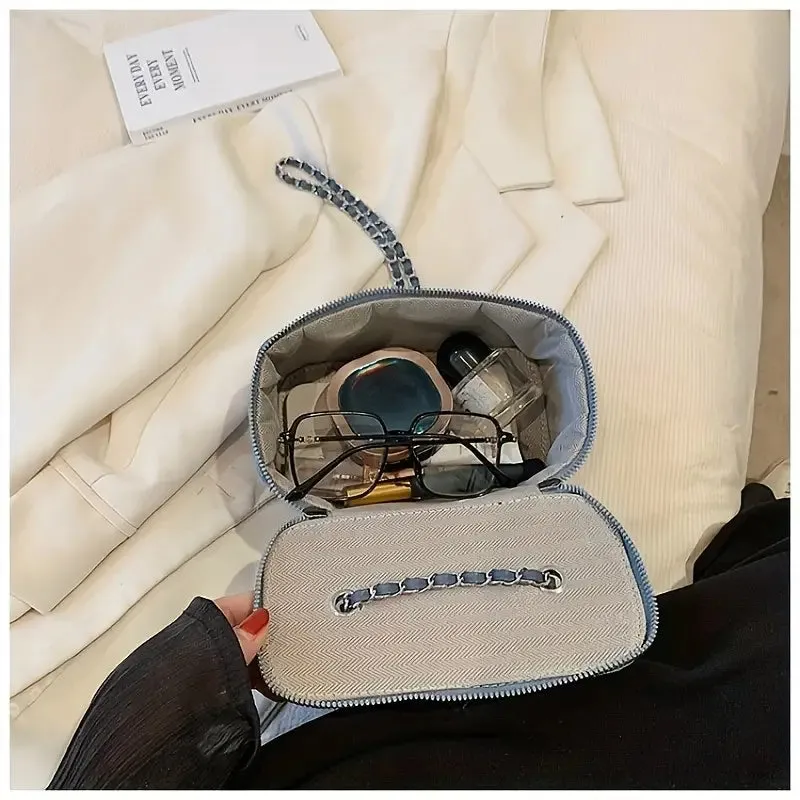 FLOWER DENIM BOX BAG