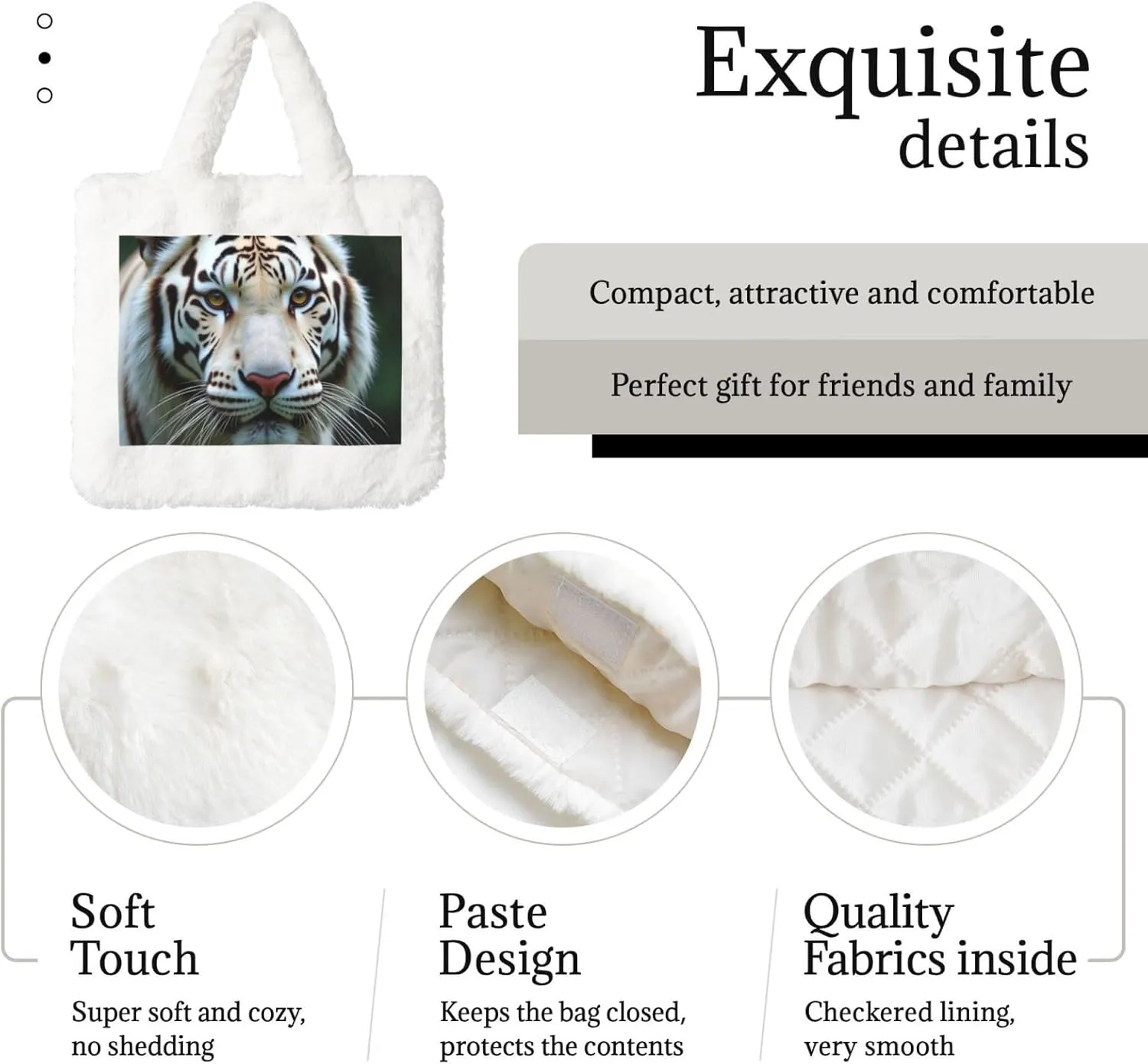 Fluffy Bag Fluffy Shoulder Bag Furry Plush Handbag Faux Fur Flower Tote Bag for Ladies Women