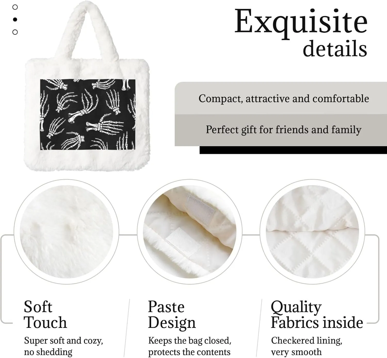 Fluffy Bag Fluffy Shoulder Bag Furry Plush Handbag Faux Fur Flower Tote Bag for Ladies Women