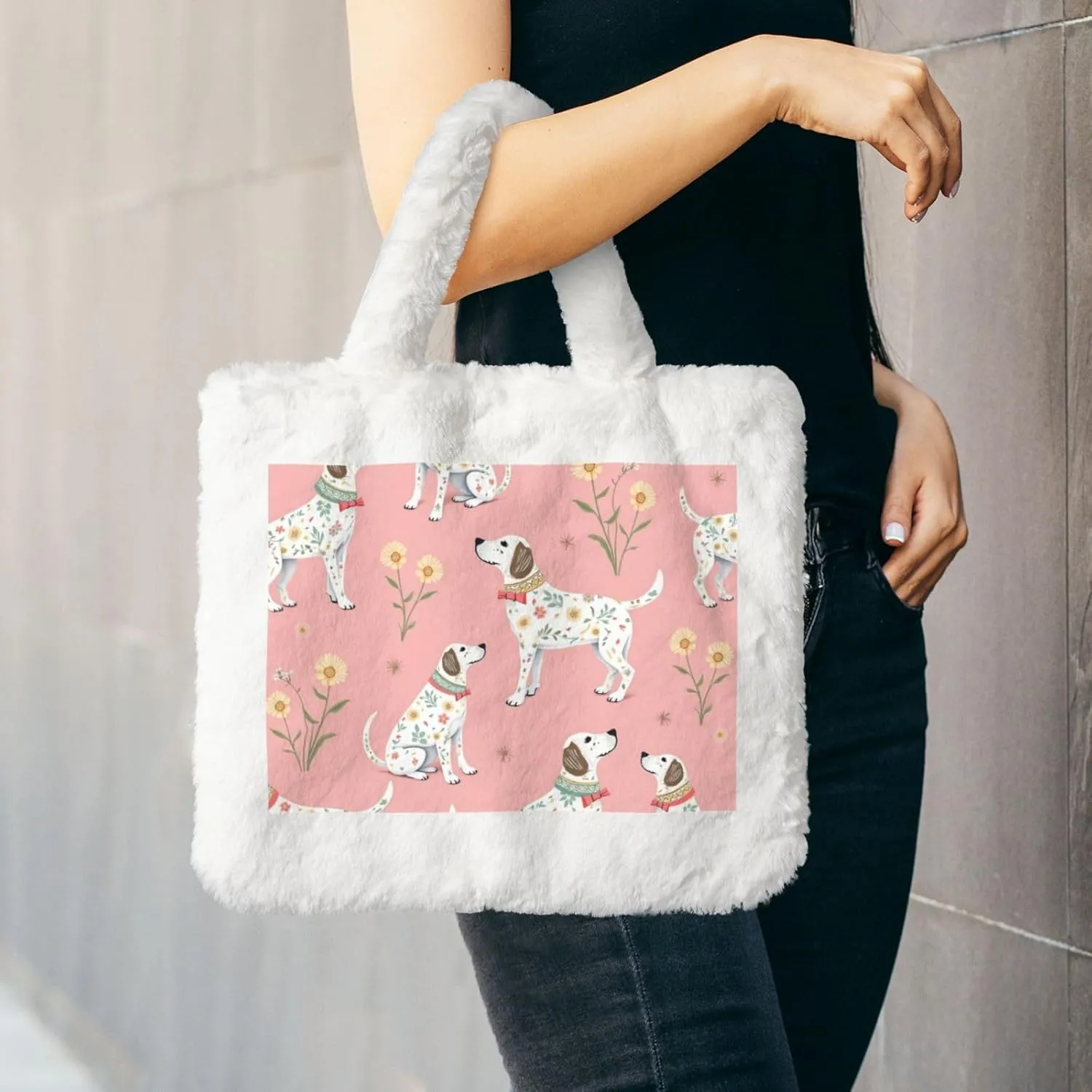 Fluffy Bag Purse, Winter Faux Fur Bags for Women Furry Tote Bag Fuzzy Shoulder Handbags