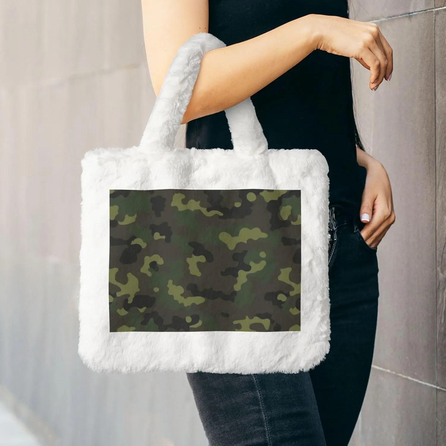 Fluffy Bag Purse, Winter Faux Fur Bags for Women Furry Tote Bag Fuzzy Shoulder Handbags