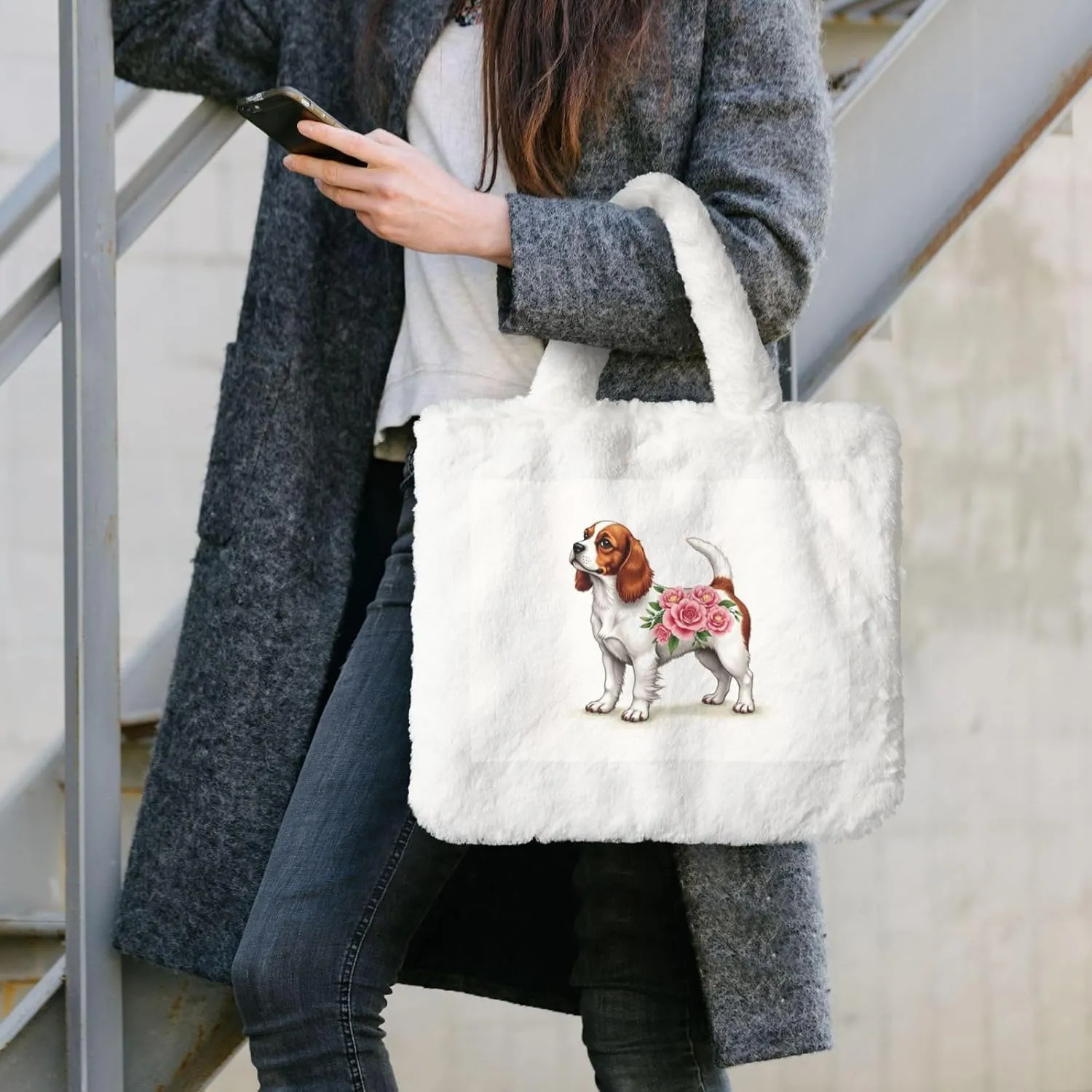 Fluffy Bag Purse, Winter Faux Fur Bags for Women Furry Tote Bag Fuzzy Shoulder Handbags