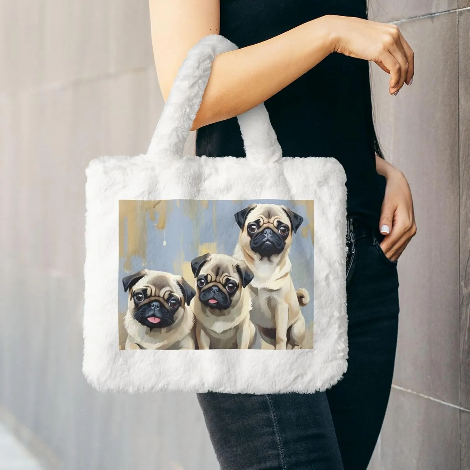Fluffy Bag Purse, Winter Faux Fur Bags for Women Furry Tote Bag Fuzzy Shoulder Handbags
