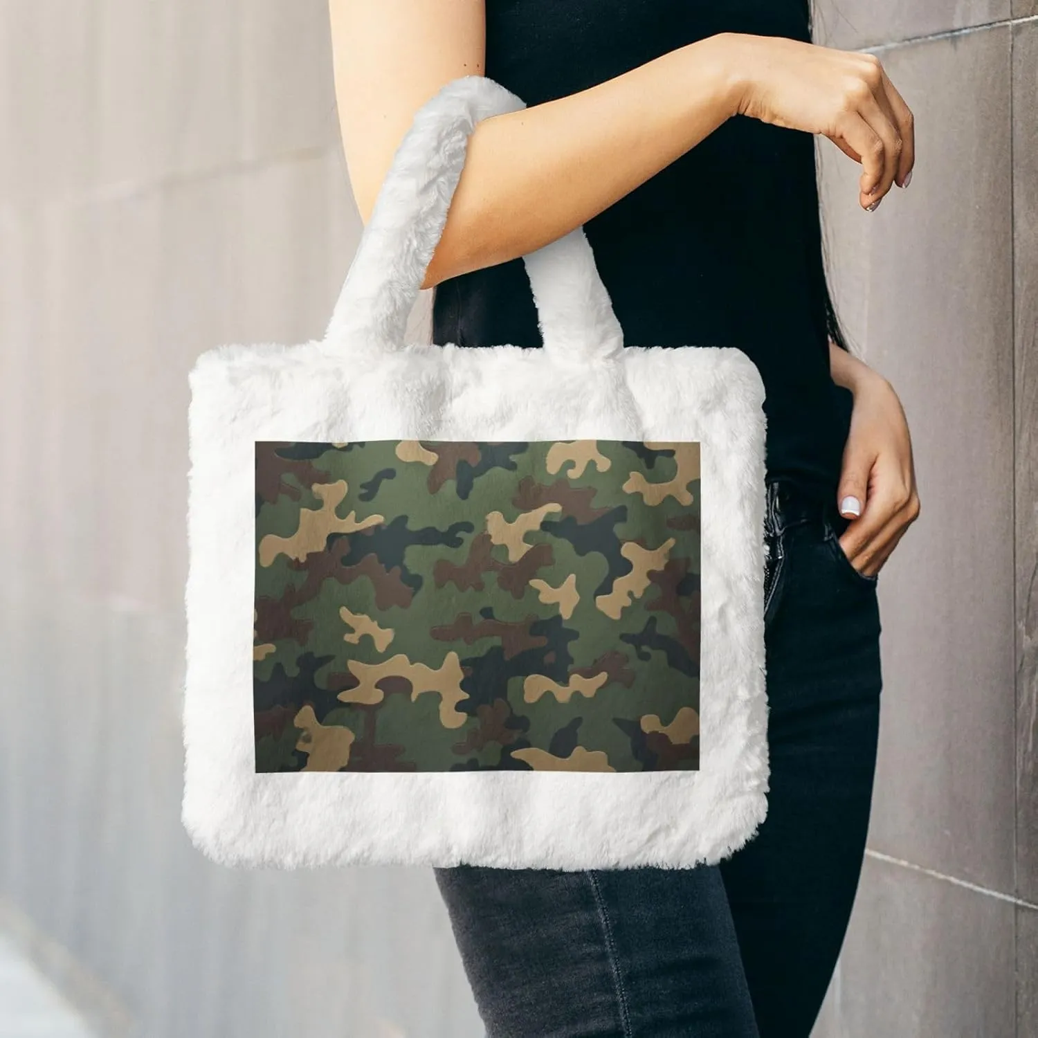 Fluffy Bag Purse, Winter Faux Fur Bags for Women Furry Tote Bag Fuzzy Shoulder Handbags