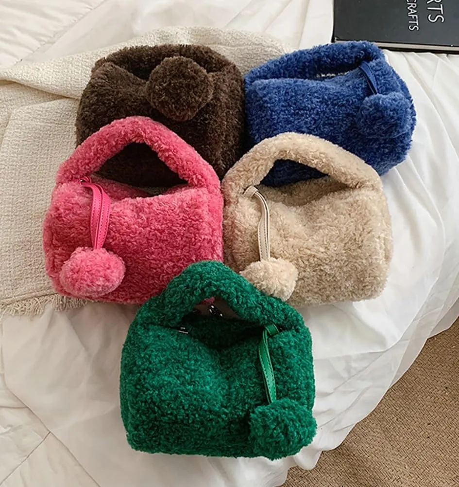 Fluffy Faux Fur Purses for Women Cute Furry Crossbody Shoulder Bags Small Fuzzy Tote Bag Handbag with Chain