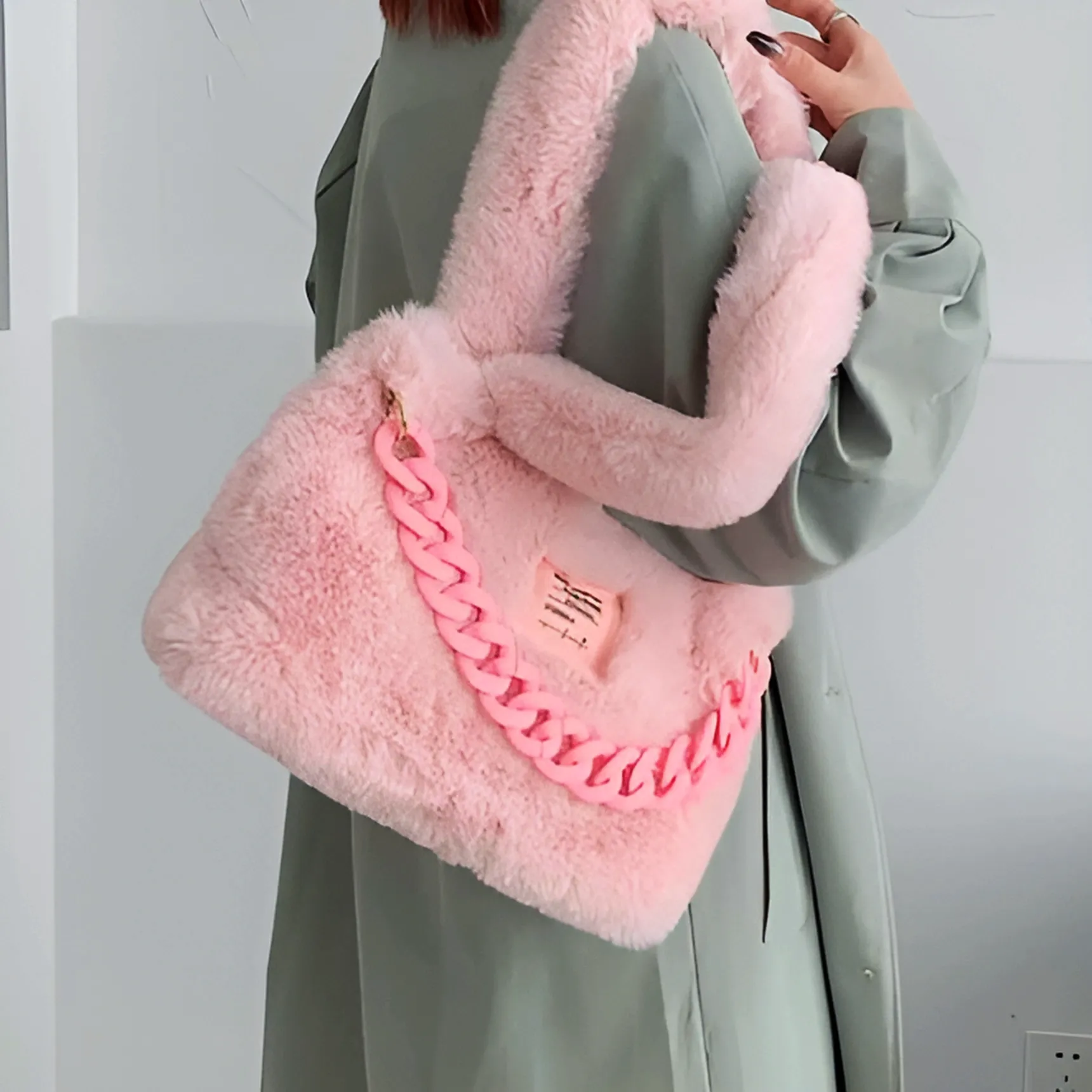 Fluffy Faux Fur Soft Shoulder Bags