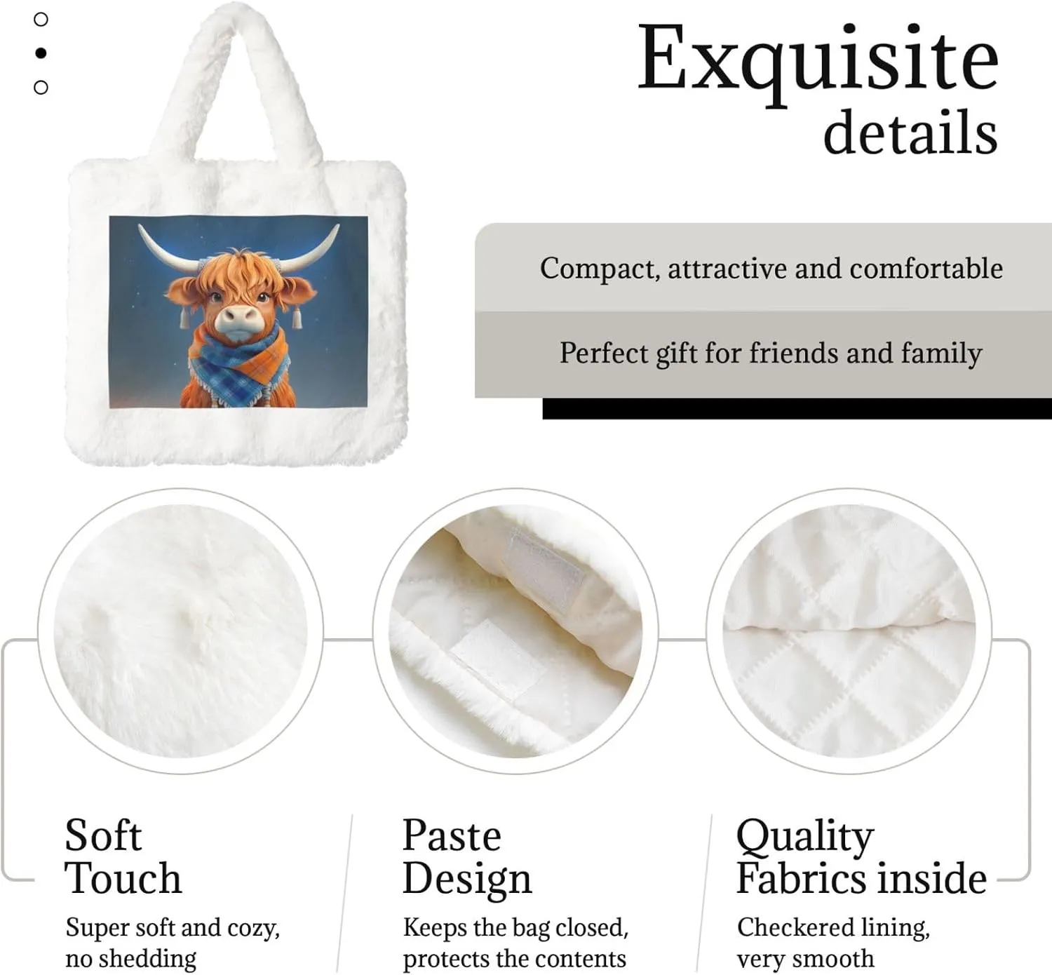 Fluffy Purses for Women Cute Fuzzy Tote Handbag Plush Shoulder Bag Faux Fur Clutch Bag