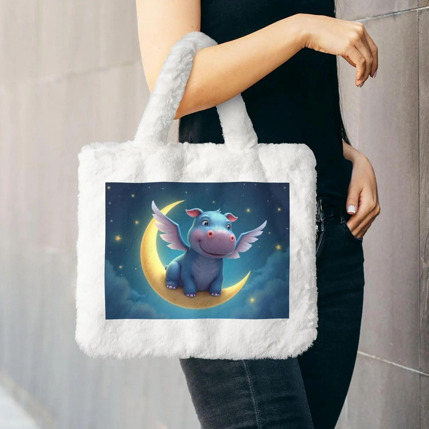 Fluffy Purses for Women Cute Fuzzy Tote Handbag Plush Shoulder Bag Faux Fur Clutch Bag