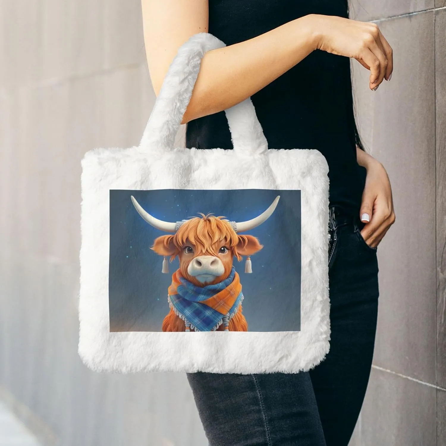 Fluffy Purses for Women Cute Fuzzy Tote Handbag Plush Shoulder Bag Faux Fur Clutch Bag