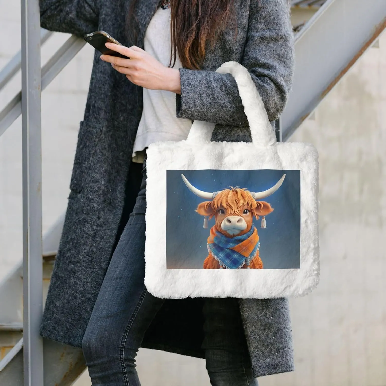 Fluffy Purses for Women Cute Fuzzy Tote Handbag Plush Shoulder Bag Faux Fur Clutch Bag