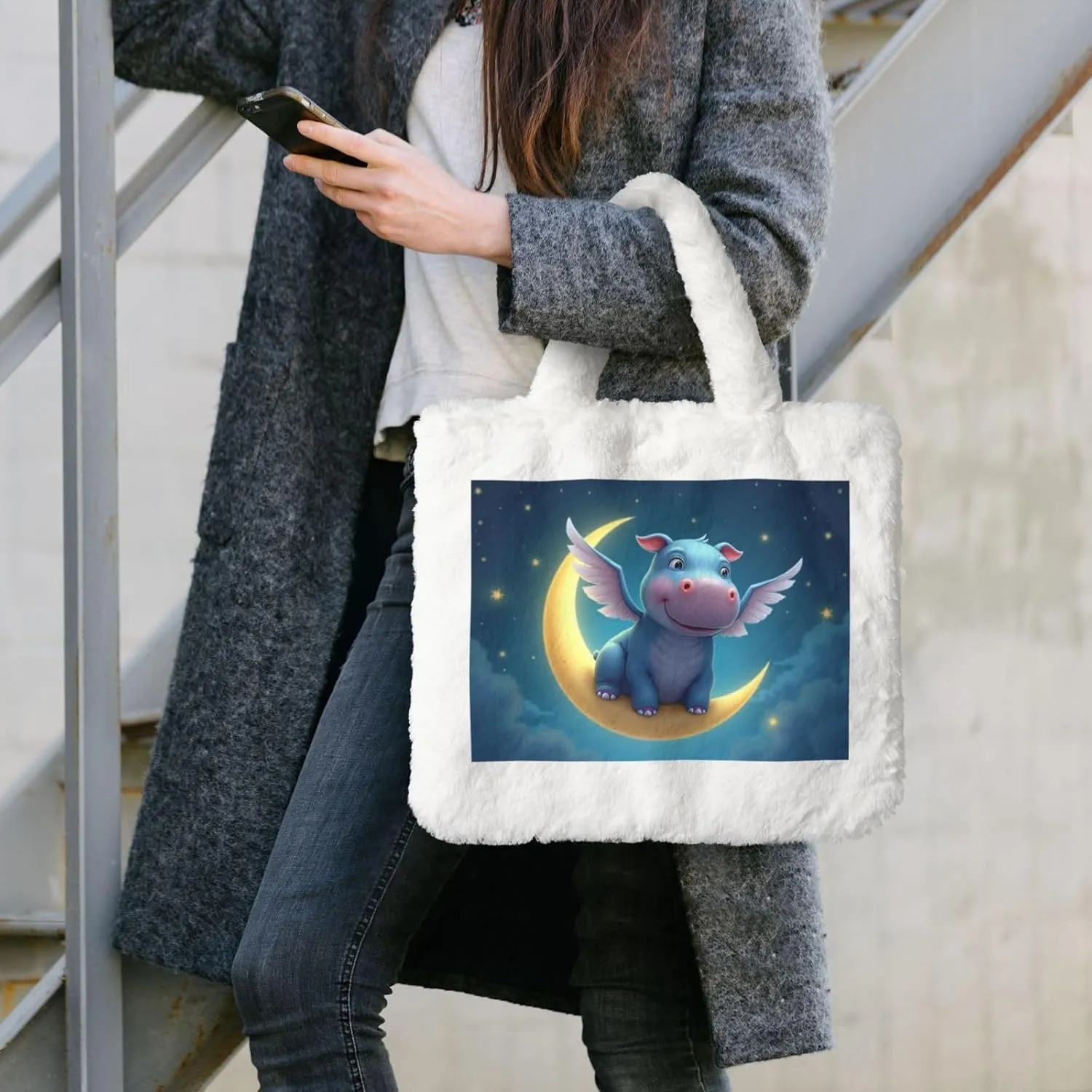 Fluffy Purses for Women Cute Fuzzy Tote Handbag Plush Shoulder Bag Faux Fur Clutch Bag