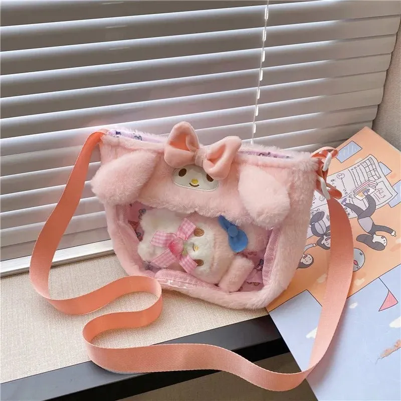 Fluffy Sanrio Plush Crossbody Bag