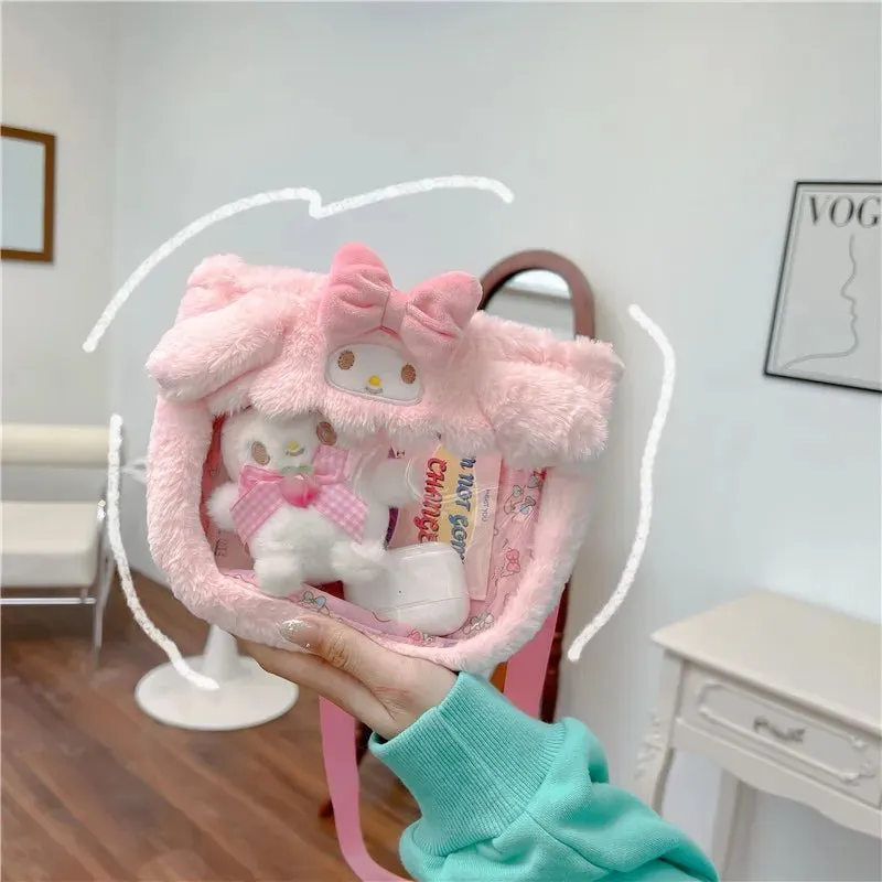 Fluffy Sanrio Plush Crossbody Bag