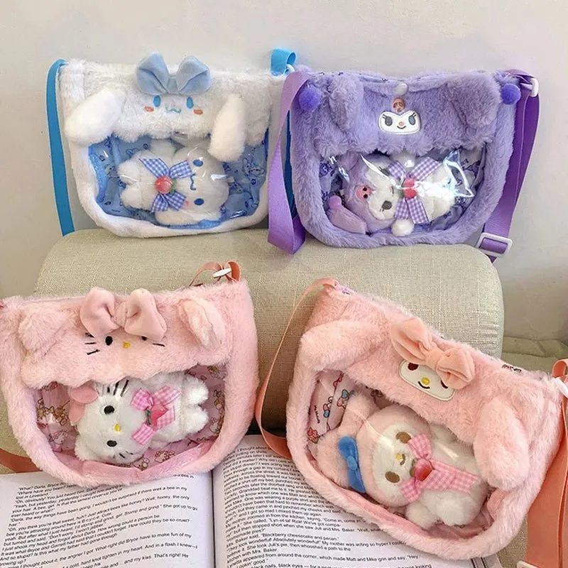 Fluffy Sanrio Plush Crossbody Bag
