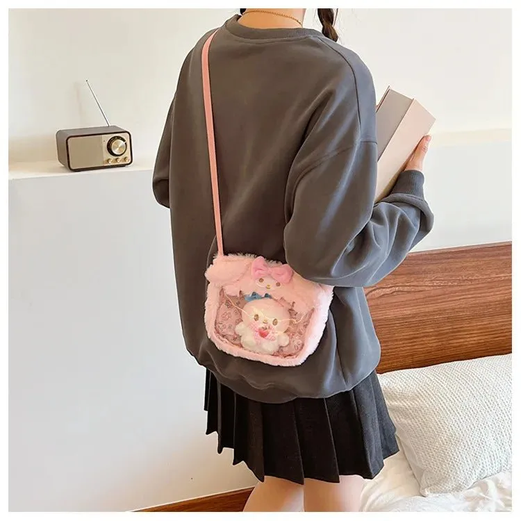 Fluffy Sanrio Plush Crossbody Bag