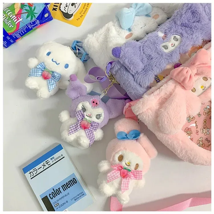 Fluffy Sanrio Plush Crossbody Bag