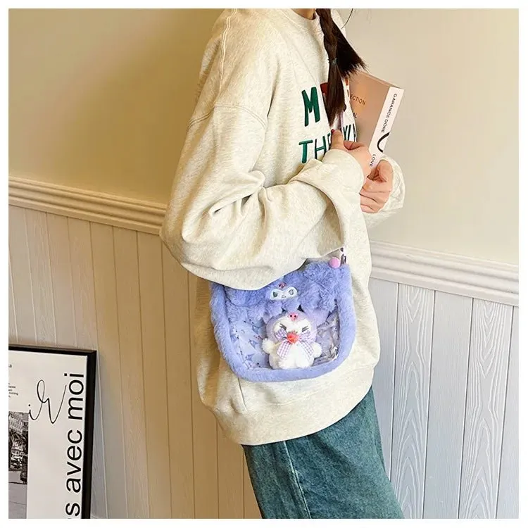 Fluffy Sanrio Plush Crossbody Bag
