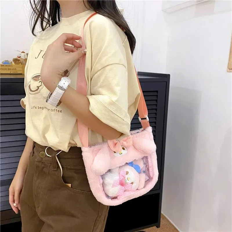 Fluffy Sanrio Plush Crossbody Bag