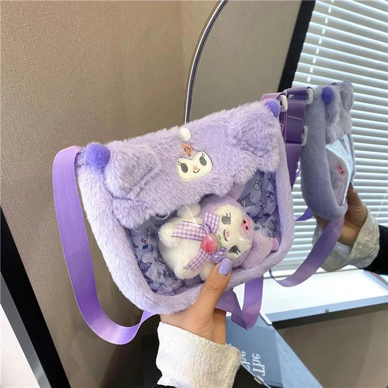 Fluffy Sanrio Plush Crossbody Bag