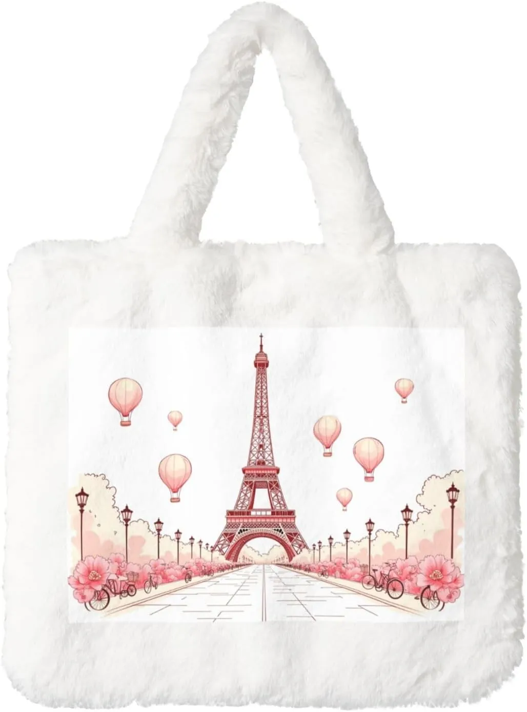 Fluffy Shoulder Bag Plush Bags Women Ladies Tote Bag Fluffy White Furry Purse Handbag for Autumn Winter