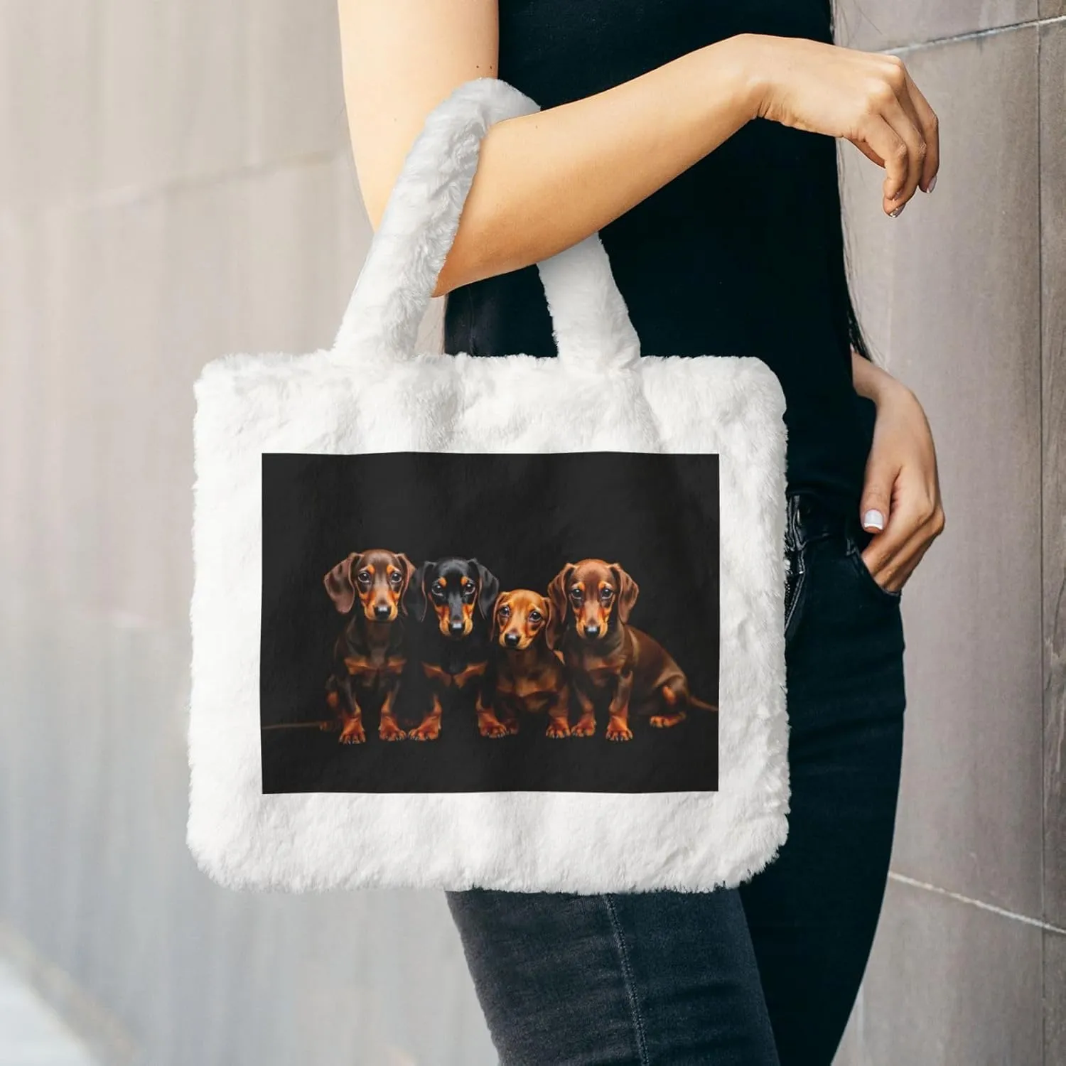 Fluffy Shoulder Bag Plush Bags Women Ladies Tote Bag Fluffy White Furry Purse Handbag for Autumn Winter