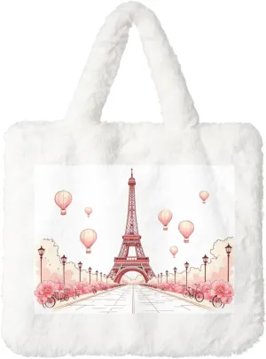 Fluffy Shoulder Bag Plush Bags Women Ladies Tote Bag Fluffy White Furry Purse Handbag for Autumn Winter