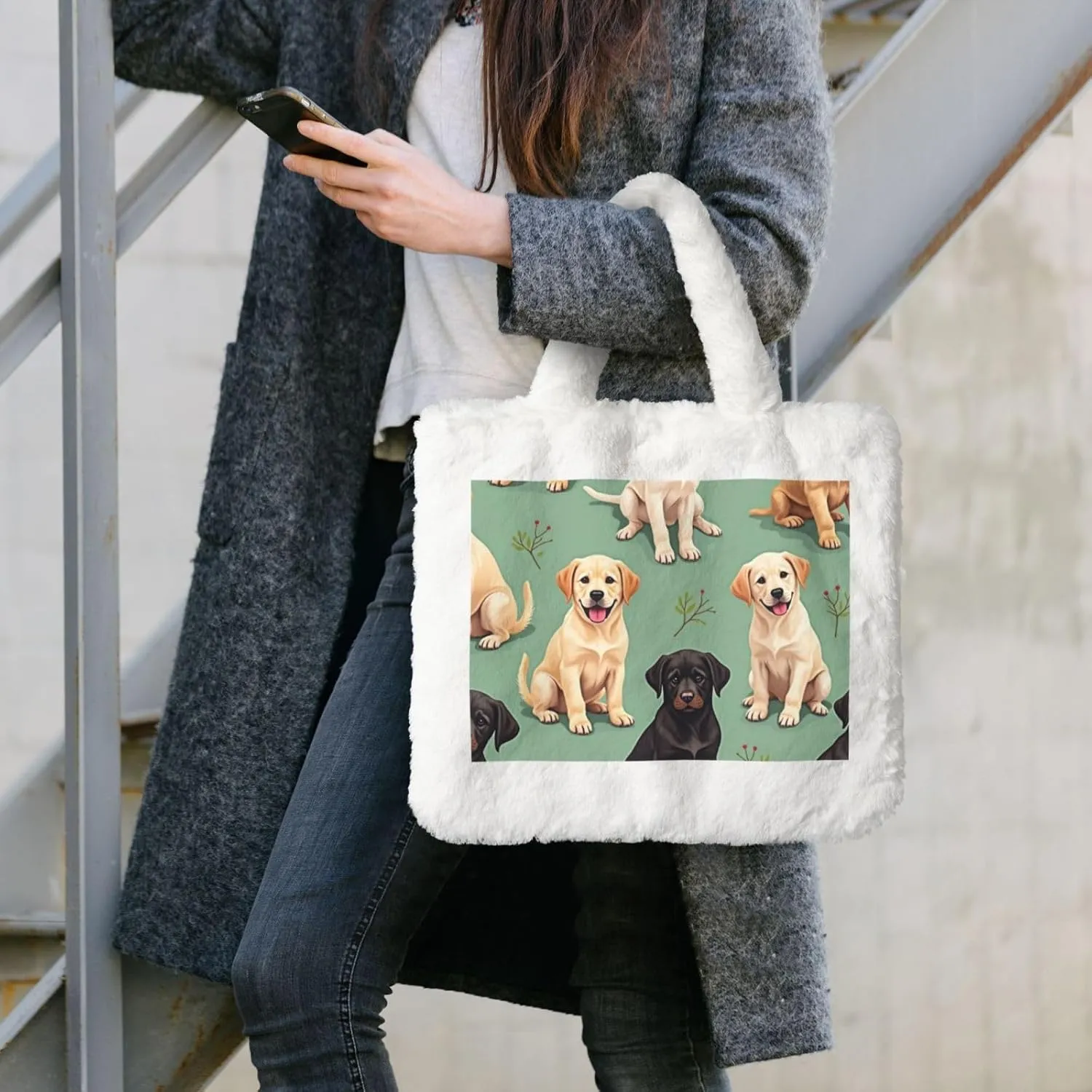 Fluffy Shoulder Bag Plush Bags Women Ladies Tote Bag Fluffy White Furry Purse Handbag for Autumn Winter