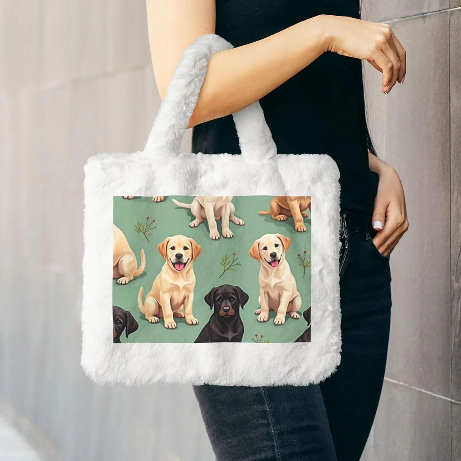 Fluffy Shoulder Bag Plush Bags Women Ladies Tote Bag Fluffy White Furry Purse Handbag for Autumn Winter