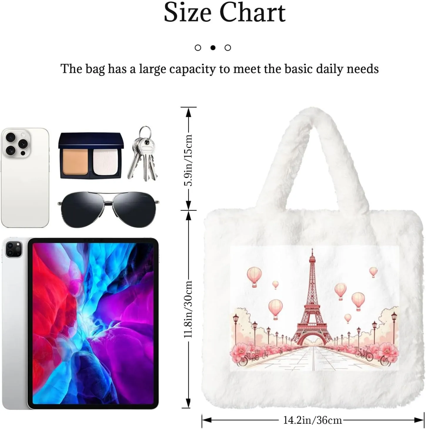 Fluffy Shoulder Bag Plush Bags Women Ladies Tote Bag Fluffy White Furry Purse Handbag for Autumn Winter