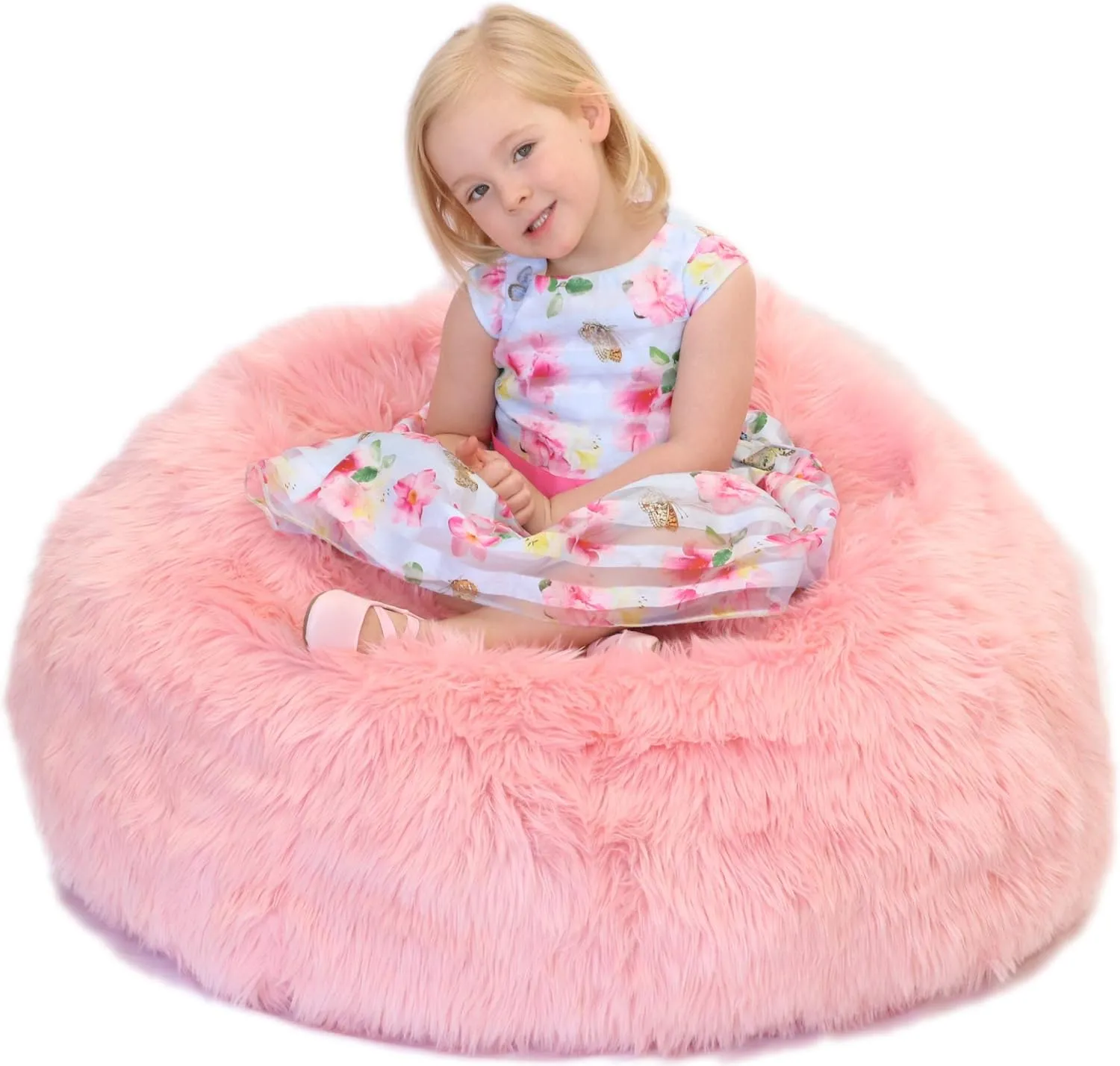 Fluffy Stuffs | Super Soft Furry Stuffed Animal Storage Bean Bag Chair Cover for Kids | Premium Plush Fur | Canvas Handle | Make Bedroom Clutter Comfortable and Fun for Children | Machine Washable