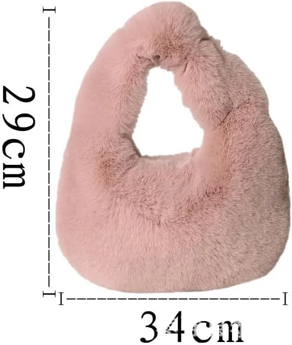 Fluffy Tote Bag, Cute Lady Plush Purse Cute Mini Handbag Plush Dumpling Bag Y2K Plush Purse