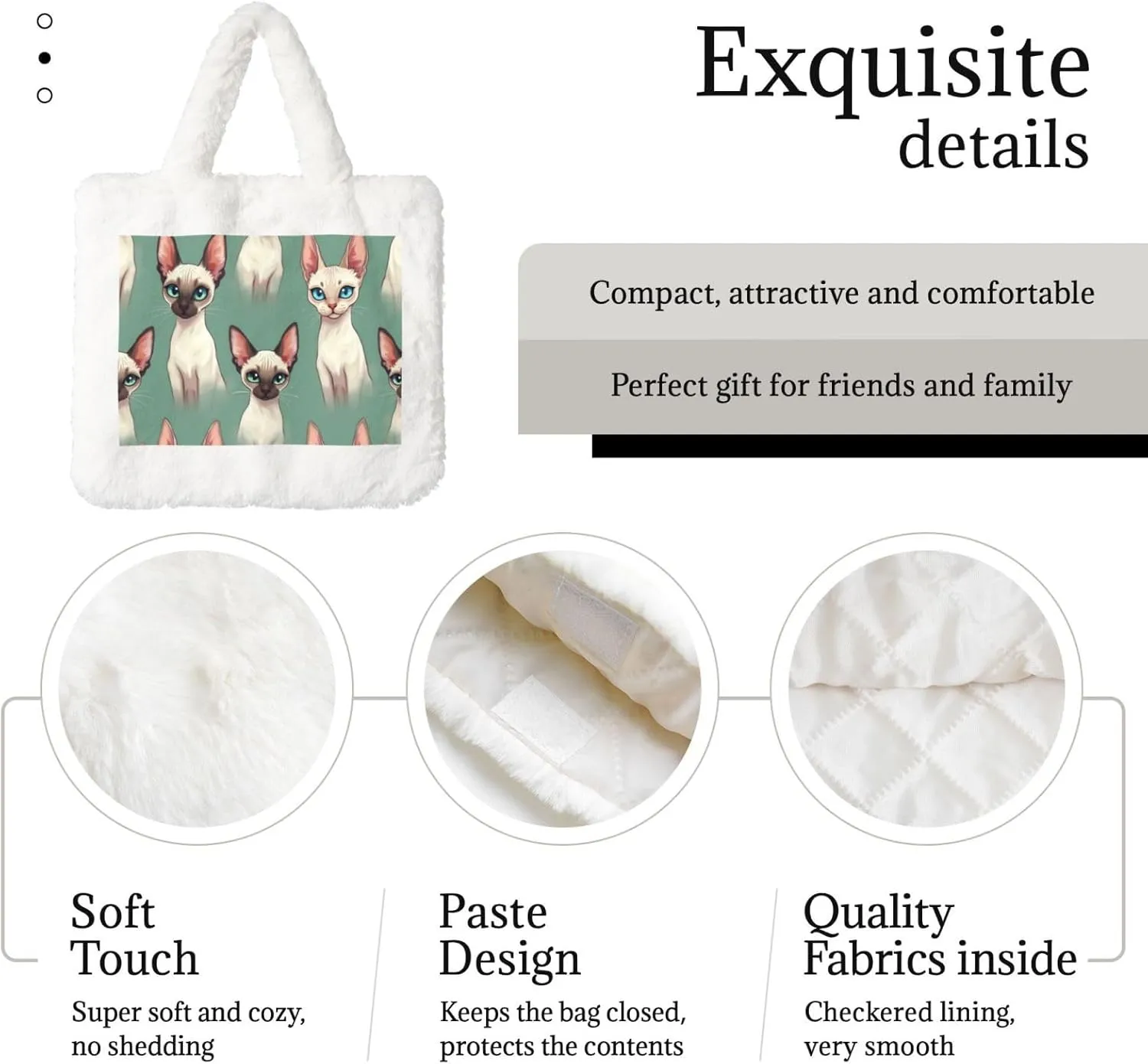 Fluffy Tote Bag for Women, Cute Fuzzy Tote Handbag Faux Fur Bag Furry Purse
