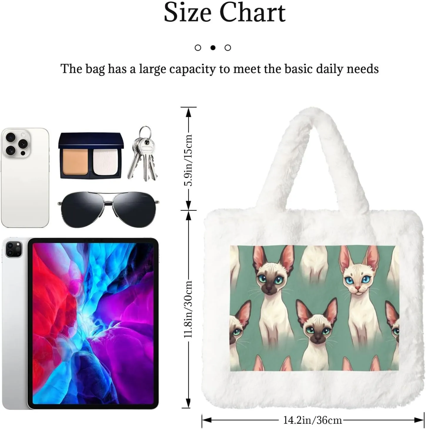 Fluffy Tote Bag for Women, Cute Fuzzy Tote Handbag Faux Fur Bag Furry Purse