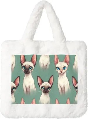 Fluffy Tote Bag for Women, Cute Fuzzy Tote Handbag Faux Fur Bag Furry Purse