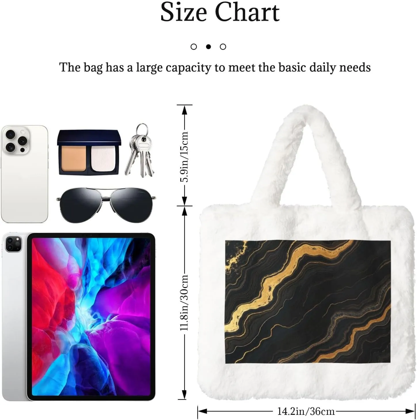 Fluffy Tote Bag for Women, Cute Fuzzy Tote Handbag Faux Fur Bag Furry Purse