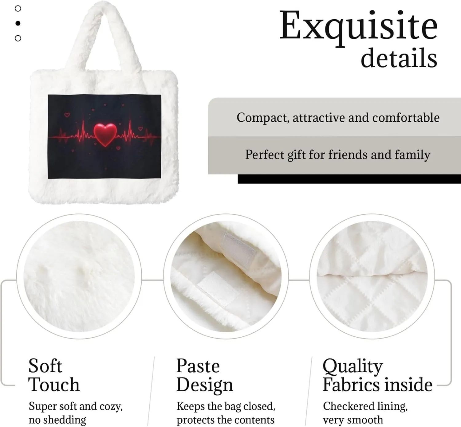 Fluffy Tote Bag for Women, Cute Fuzzy Tote Handbag Faux Fur Bag Furry Purse