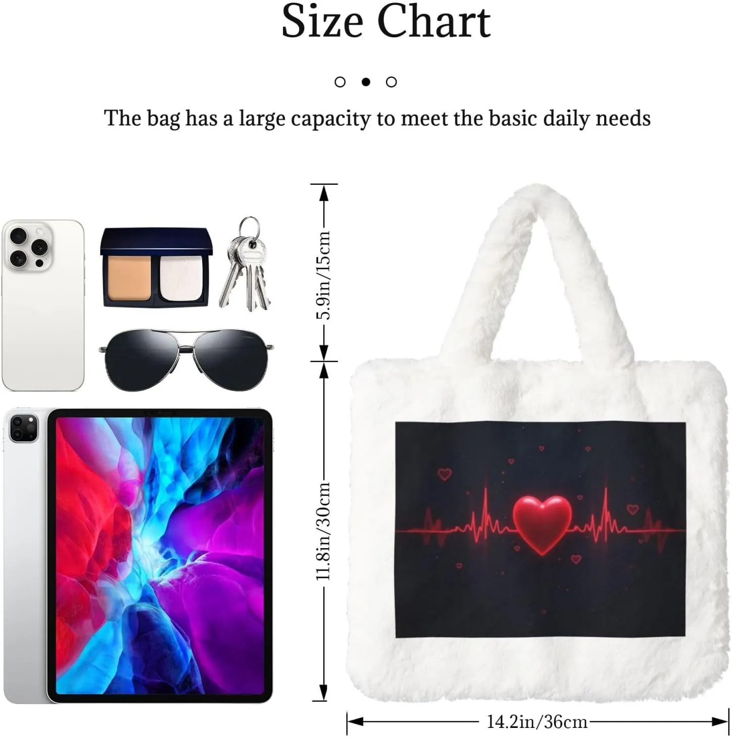 Fluffy Tote Bag for Women, Cute Fuzzy Tote Handbag Faux Fur Bag Furry Purse