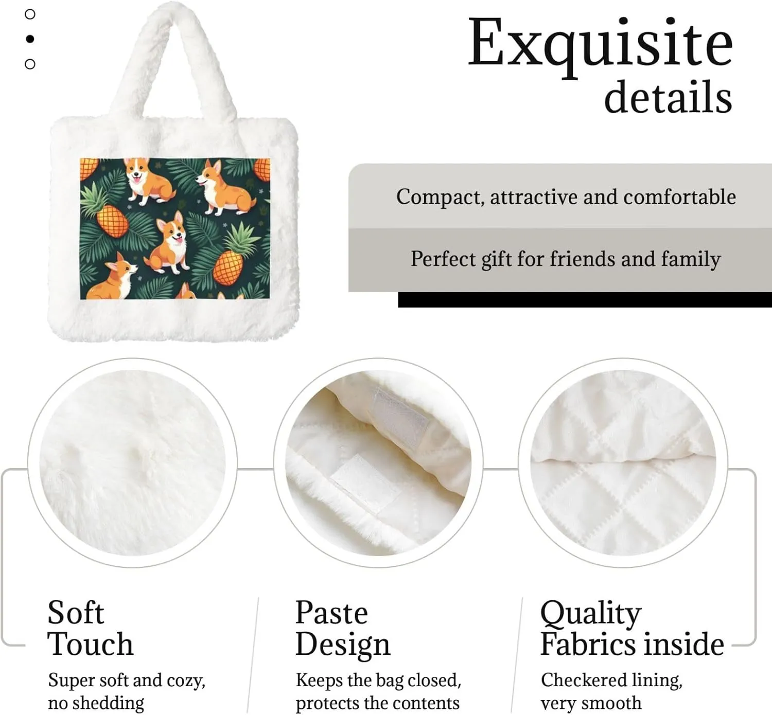 Fluffy Tote Bag for Women, Cute Fuzzy Tote Handbag Faux Fur Bag Furry Purse