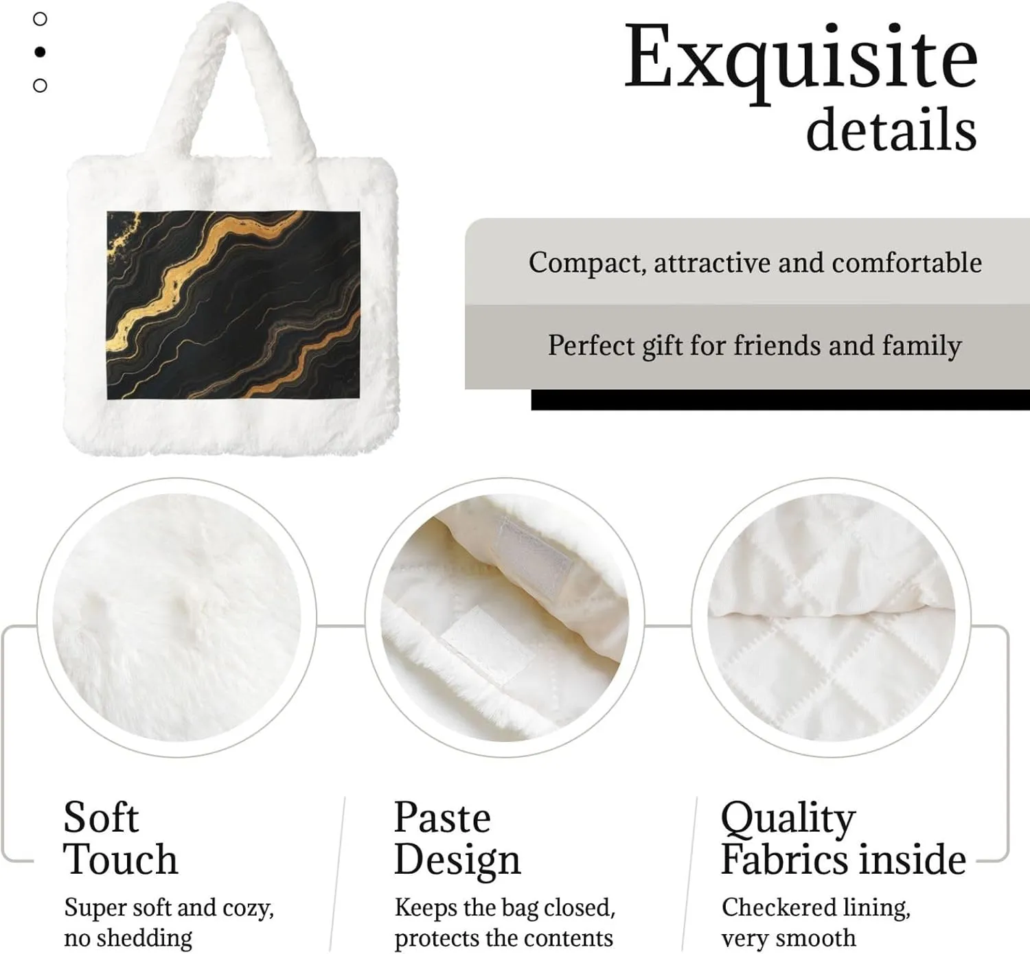 Fluffy Tote Bag for Women, Cute Fuzzy Tote Handbag Faux Fur Bag Furry Purse